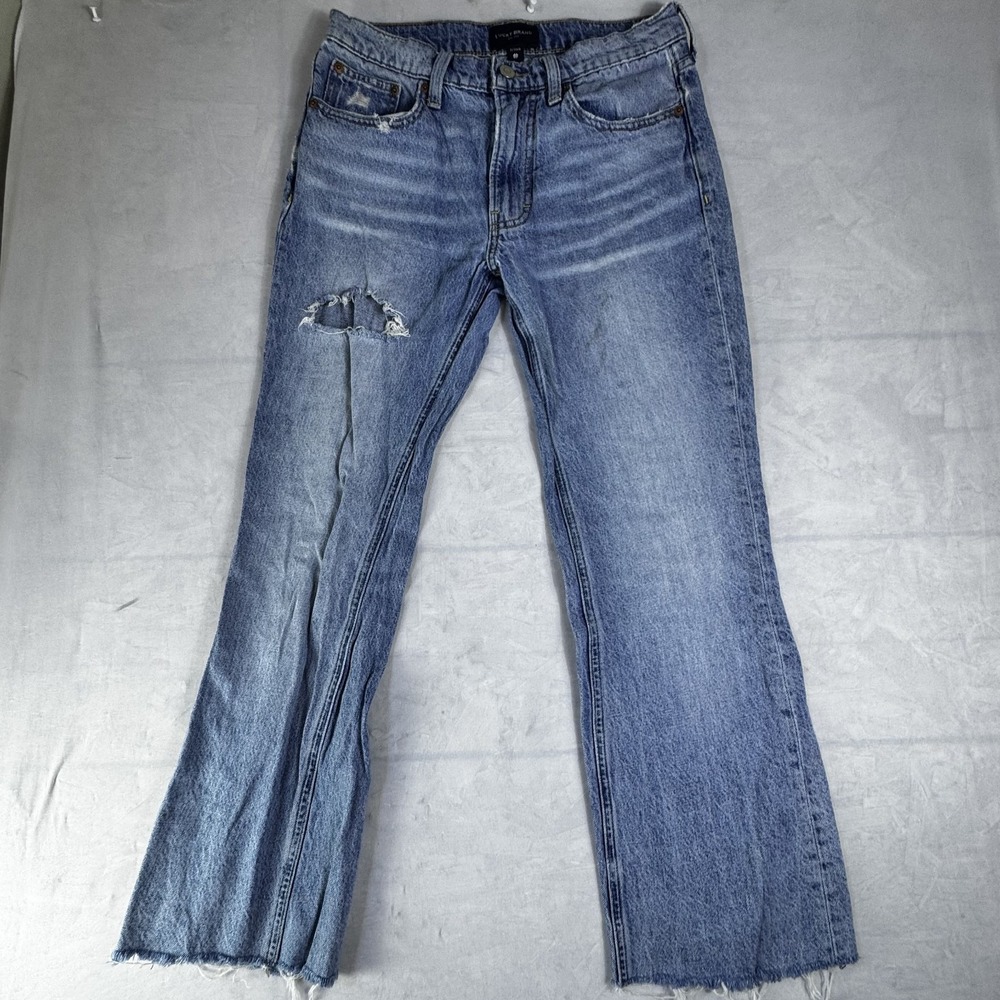 Lucky Brand Womens Straight Leg Jeans Light Blue Denim Whisker Distressed 2/26R